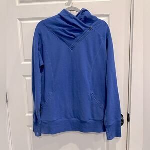Zella Cowl Neck Zip Hoodie-Blue -Large